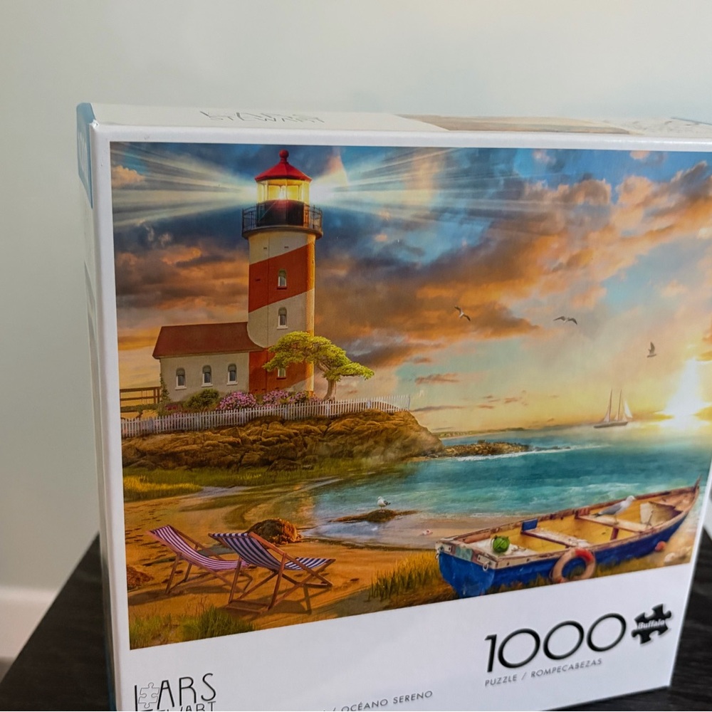 Serene Lighthouse 1000-Piece Puzzle - Blue, Red, White